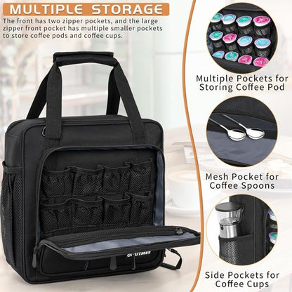 Keurig Coffee Maker Carrying Bag - Portable Storage Tote with Extra Pockets for K-Mini & K-Mini Plus