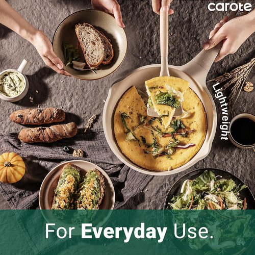 CAROTE 13-Piece Non-Stick Cookware Set | Taupe Induction Pots and Pans with Lids - Kitchen Essentials
