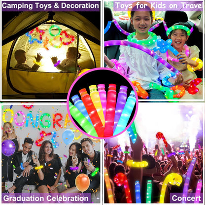 UrChoice Glow Sticks - 8PCS LED Pop Tubes | Colorful Glow Necklaces & Bracelets for Parties & Camping