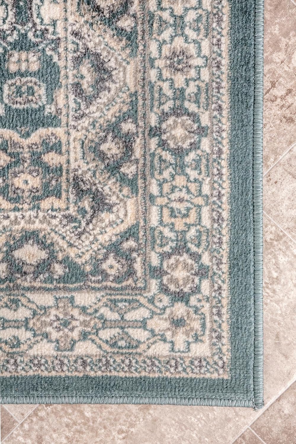 nuLOOM 3x5 Becca Traditional Tiled Area Rug - Faded Blue Design, Stain Resistant | Perfect for Any Room