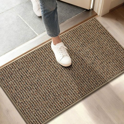 BEQHAUSE Dirt Trapper Door Mat - Non-Slip, Washable Entryway Rug | 17" x 30", Beige, Low Profile