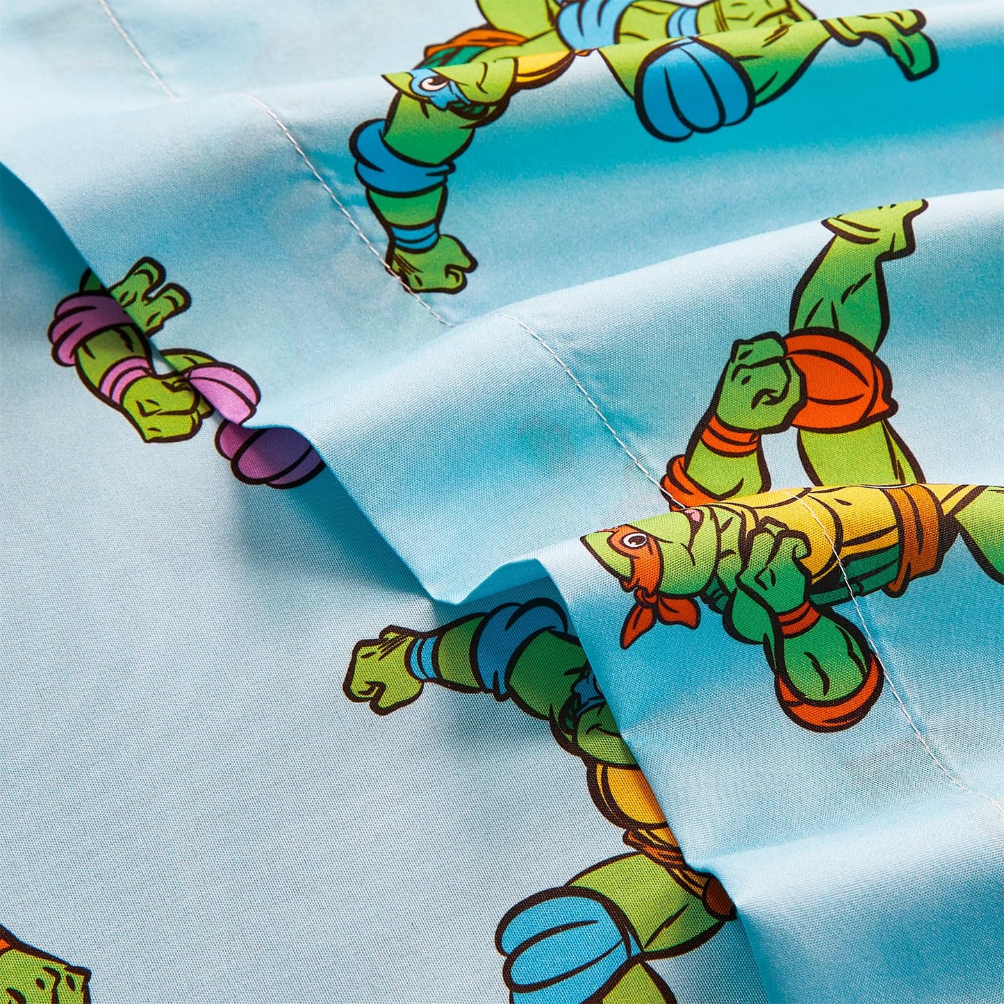 Teenage Mutant Ninja Turtles Bedding Set Twin Bed - Bundle with TMNT Bedspread, Flat Sheet, Fitted Sheet, and Pillowcase Plus Posters, Tattoos, More | TMNT Bedroom Set Twin
