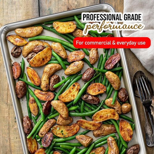 JoyTable Aluminum Baking Sheet Set - Commercial Quality Non-Stick Cookie Sheets | 9 x 13 Inch Size