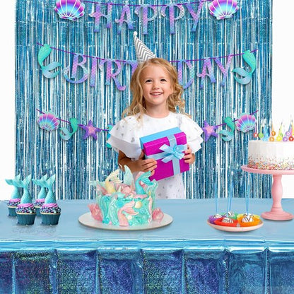 GREATRIL Blue Table Cover - Rectangle Tablecloth for Frozen & Ocean Theme Parties | 54" x 108" - 2 Packs