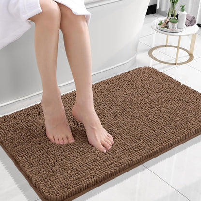 OLANLY Bathroom Rugs - Extra Soft Absorbent Chenille Mats | Quick-Dry Rubber Backing, 24x16 Mocha