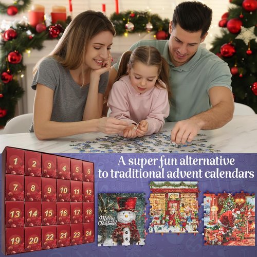 KreativeKraft Puzzle Advent Calendar 2025 - Fun Christmas Countdown for Kids & Adults | 24 Mini Puzzles