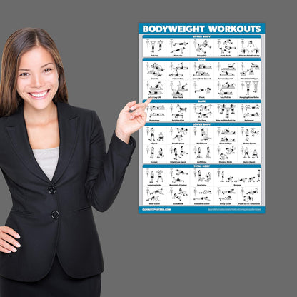 Palace Learning Bodyweight Workout Charts - 3 Pack with Stretching Exercises & Sliding Bench