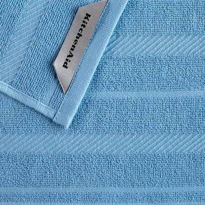 KitchenAid Dishcloth Set - 8 Pack of Soft Blue Velvet and White, 12"x12" for Effortless Cleaning