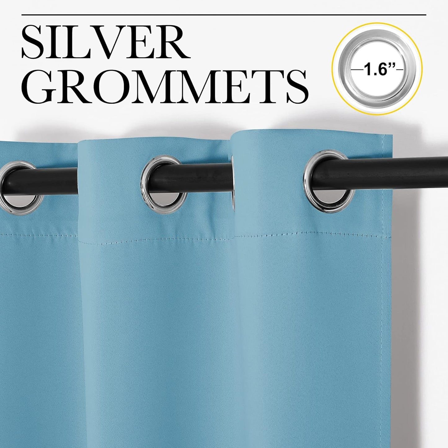 NICETOWN Teal Blue Blackout Curtains - Thermal Insulated 86-Inch Long Drapes | 2 Panels, 55" Wide for Living Room