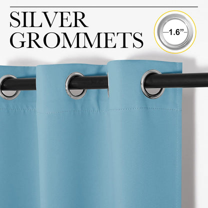 NICETOWN Teal Blue Blackout Curtains - Thermal Insulated 86-Inch Long Drapes | 2 Panels, 55" Wide for Living Room