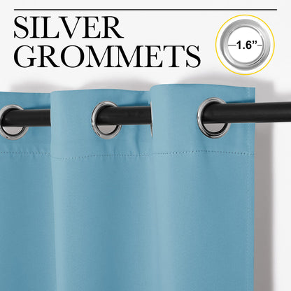 NICETOWN Thermal Insulated Curtains Blackout Draperies, Window Treatment Solid Grommet Room Darkening Drape Panels for Bedroom (Teal Blue, Set of 2 Panels, 34 by 63 inches Long)