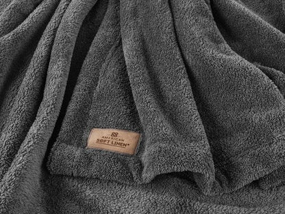 American Soft Linen Bedding Fleece Blanket Queen Size 85x90 inch Oversized Plush Fuzzy Cozy Soft Blanket for Bed, Sofa, Couch, Gray