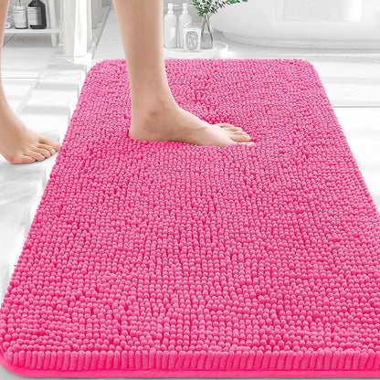OLANLY Bathroom Rugs - Extra Soft Absorbent Chenille Mats | Quick Dry, Machine Washable, 36x24, Hot Pink