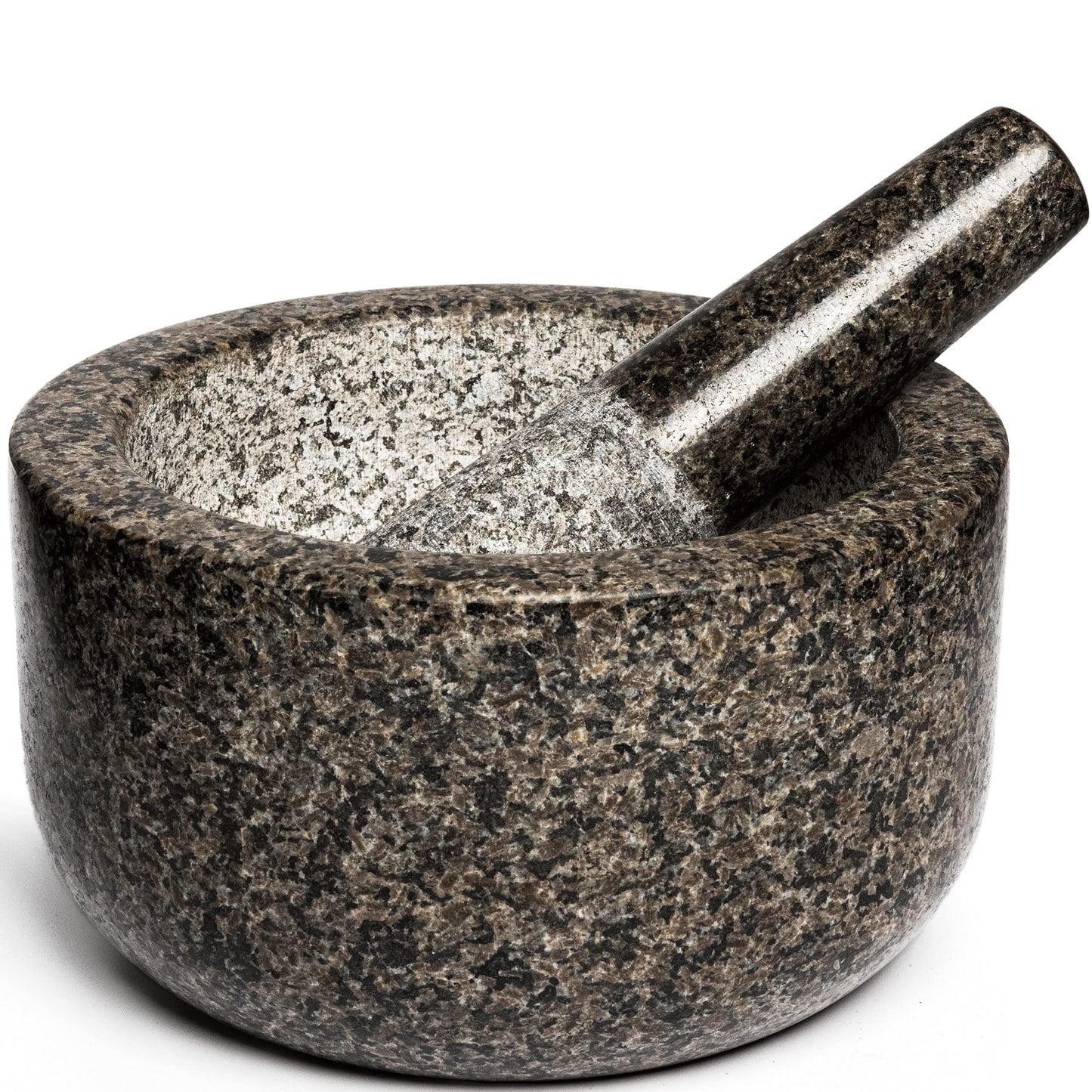 Heavy Duty Large Mortar and Pestle Set,100% Granite, Non Slip Base, Make Fresh Guacamole, Salsa, Pesto, Stone Grinder Bowl, Herb Crusher, Spice Grinder, 4 Cup, Black