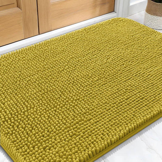 OLANLY Dog Door Mat - Absorbent Non-Slip Mud Mat for Indoor Use | 30x20 Mustard Yellow, Quick Dry Chenille