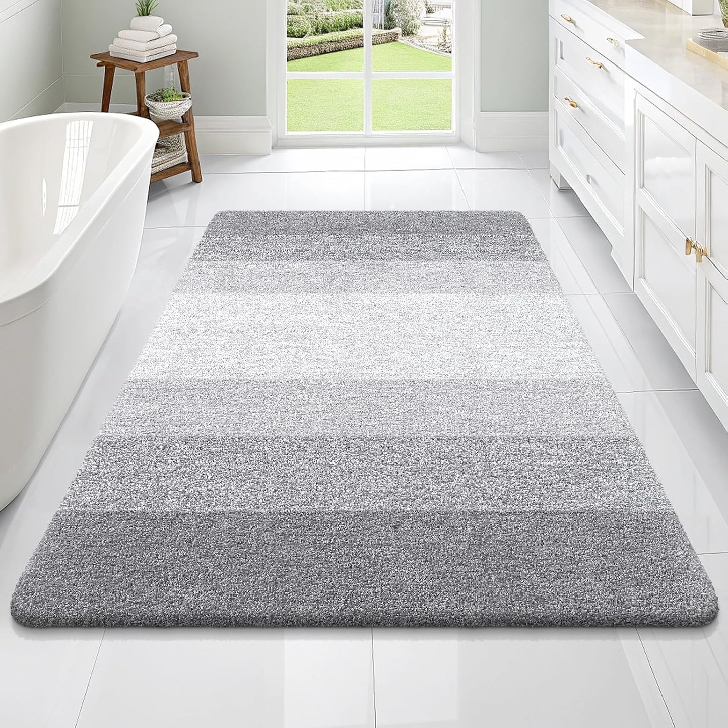OLANLY Large Bathroom Rugs - Extra Soft Microfiber Mat 70x46 | Quick Dry & Washable, Light Grey