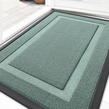 OLANLY Front Door Mat Indoor Outdoor Entrance, Waterproof All-Season, All-Weather Doormat, Sturdy Natural Rubber, Low Profile, Easy Clean Patio Porch Entryway Mat, 35x23, Grayish Green