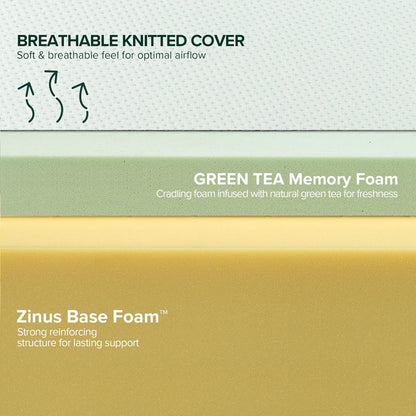 Zinus 6 Inch Green Tea Memory Foam Mattress - Twin Size | Fiberglass Free & CertiPUR-US Certified
