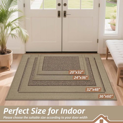 BEQHAUSE Indoor Door Mat - Non-Slip, Washable, Stain-Resistant Entryway Rug | 20"x32", Taupe