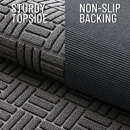 OLANLY Front Door Mat Outside Entrance 29.5x17, Absorbent, Heavy Duty Sturdy Natural Rubber Doormat Indoor Outdoor, Stain and Fade Resistant, Non-Slip Backing Low Profile Floor Mat for Entryway, Grey