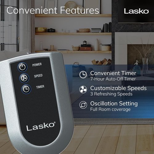 Lasko Oscillating Pedestal Fan - Adjustable Height, Remote Control, 4 Speeds | 20" Black Floor Fan for Home & Office