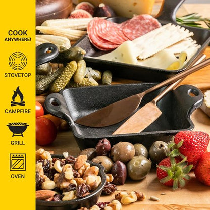 Lodge Cast Iron Mini Server - Heat Enhanced & Seasoned Square Design, 10-Ounce Capacity