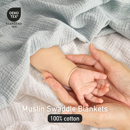 Skiennix Muslin Swaddle Blankets - 3 Pack Soft & Breathable Receiving Blankets, Large 38 x 40 Inches, Perfect for Newborns & Toddler Gifts