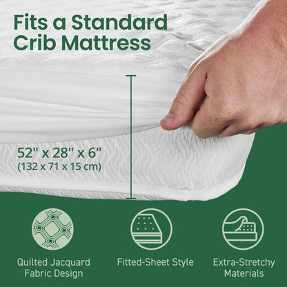 SafeRest Sleepure Waterproof Mattress Protector Crib Size - Viscose Derived from Bamboo - Fitted with Stretchable Pockets - Machine Washable Cotton Crib Mattress Cover for Bed