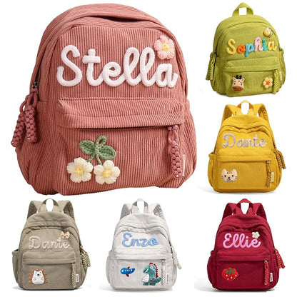 Personalized Toddler Backpack for Girls - Small Corduroy School Bag