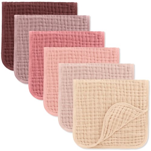 Comfy Cubs Muslin Burp Cloths - Ultra Absorbent 100% Cotton, 6-Layer, 20" x 10", Pack of 6 | Soft & Gentle for Babies