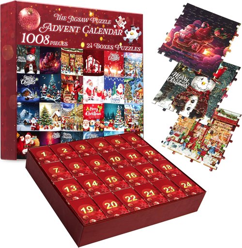 KreativeKraft Puzzle Advent Calendar 2025 - Fun Christmas Countdown for Kids & Adults | 24 Mini Puzzles