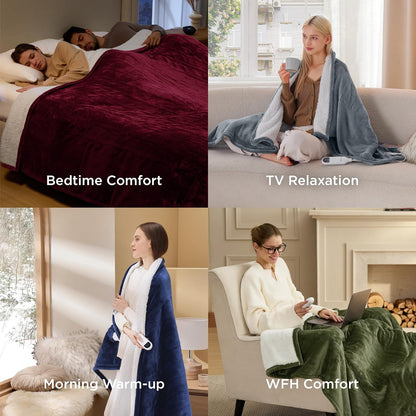 Bedsure Heated Blanket - Soft Flannel Electric Throw with 4 Time & 6 Heating Settings | 50"x60", Grey
