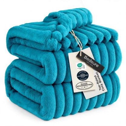 Bedsure GentleSoft Teal Fleece Blanket for Couch - Cozy Soft Blankets for Women, Cute Small Throws for Girls, 90x90 Inches