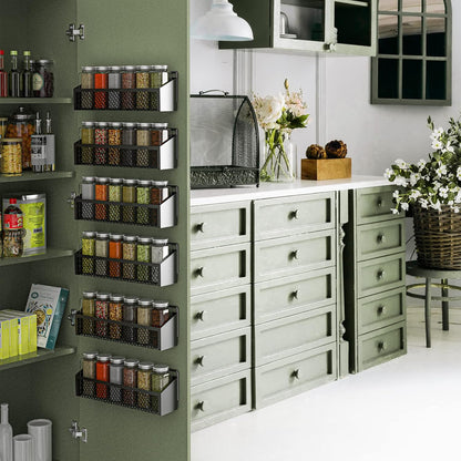 Moforoco Spice Rack - Over Door Pantry Organizer for Cabinet | Black Wall-Mount Storage Shelf