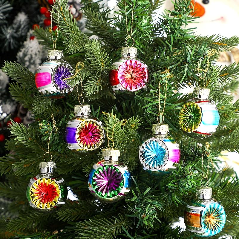 Elegant 9 Pcs 65mm Glass Christmas Ornaments - Retro Hemisphere Multicolor Set
