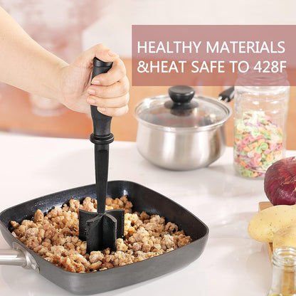 Skiennix Meat Chopper - Heat Resistant 5-Blade Ground Beef Masher | Nylon Kitchen Tool