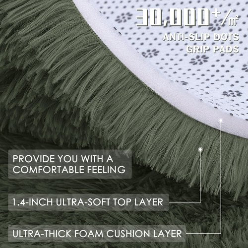 OLANLY 9x12 Machine Washable Large Area Rugs for Living Room, Bedroom, Soft Fluffy Shaggy Bedside Rug, Indoor Floor Carpet for Kids Girls and Boys, Dorms, Nursery, Home Decor Aesthetic, Olive Green