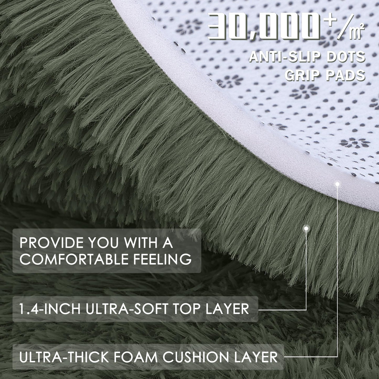 OLANLY 5x8 Machine Washable Large Area Rugs for Living Room, Bedroom, Soft Fluffy Shaggy Bedside Rug, Indoor Floor Carpet for Kids Girls and Boys, Dorms, Nursery, Home Decor Aesthetic, Olive Green