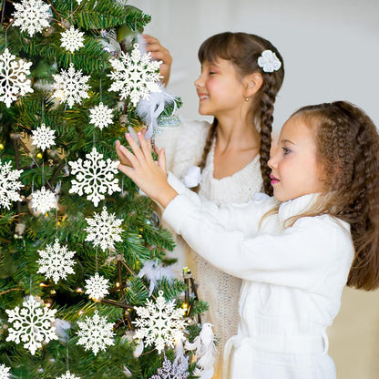 Skiennix Christmas Snowflake Decorations - 36pcs White Flocked Ornaments for Holiday Home Decor