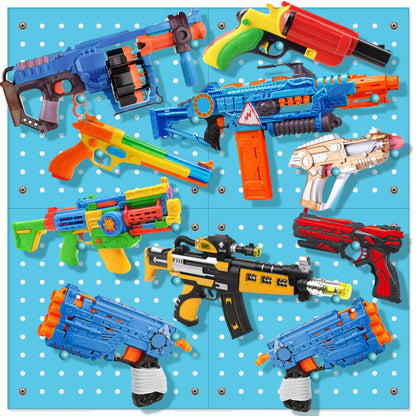 Skywin Peg Board for Nerf Gun Storage Organizer - Hanging Holder Compatible with All Blasters Nerf Gun Rack Organizer for Wall Organization (Blue)