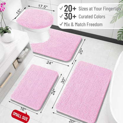 OLANLY Bathroom Rugs - Extra Soft Chenille Bath Mats | Quick Dry, Machine Washable, 30x20, Pink