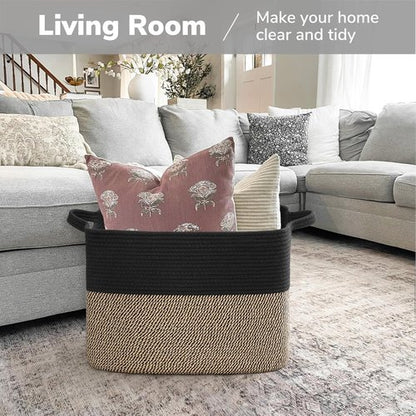 Goodpick Woven Baskets - 18" x 14" x 12" Decorative Laundry & Toy Storage Basket with Handles