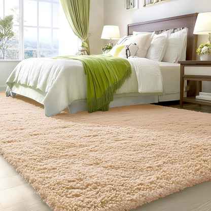 OLANLY Large Area Rug - Soft Fluffy Shaggy Carpet for Living Room & Bedroom | 10x14 ft, Beige