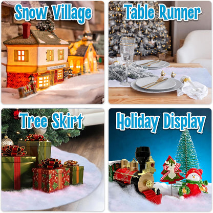 Stargo Fake Snow Blanket Roll - Thick, Soft, Fluffy Faux Snow for Christmas Displays | 2.6 x 7.8ft (3 Pack)
