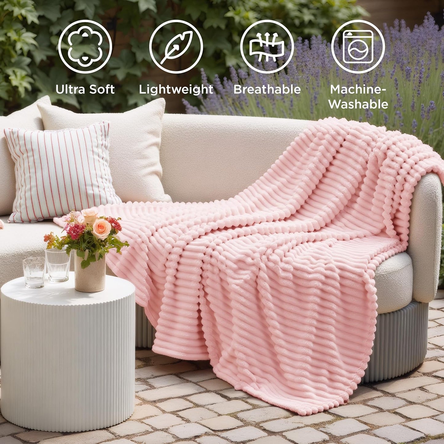 Bedsure GentleSoft Twin Blanket - Super Soft Coral Pink Fleece for Cozy Comfort | 60x80 Inches