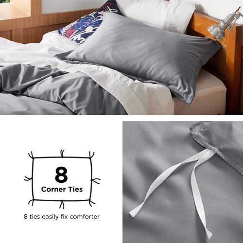 Bedsure Duvet Cover Twin/Twin XL Size - Soft Double Brushed Bedding Set for Kids & Adults, Zipper Closure, 2 Pieces, Includes 1 Duvet Cover (68"x90") & 1 Pillow Sham, NO Comforter, Grey