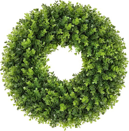 Boxwood Wreath - 20 Inch Artificial Green Front Door Decor for All Seasons | Spring & Summer Style