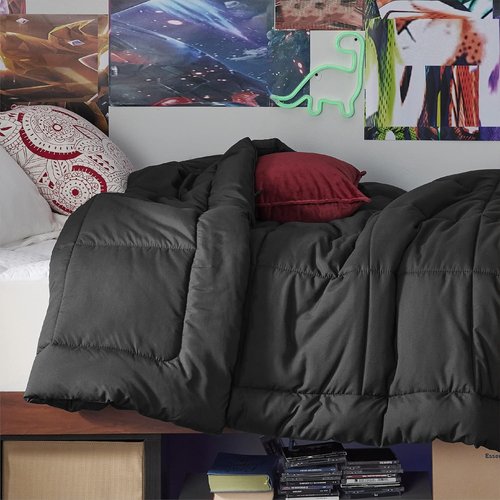 Bedsure Comforter Duvet Insert - All-Season Twin Size Quilted Down Alternative Bedding, Black 88 x 68 Inches