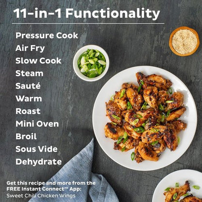 Instant Pot Duo Crisp 11-in-1 Air Fryer & Electric Pressure Cooker - 8QT Black/Stainless Steel | Free Recipe App Included