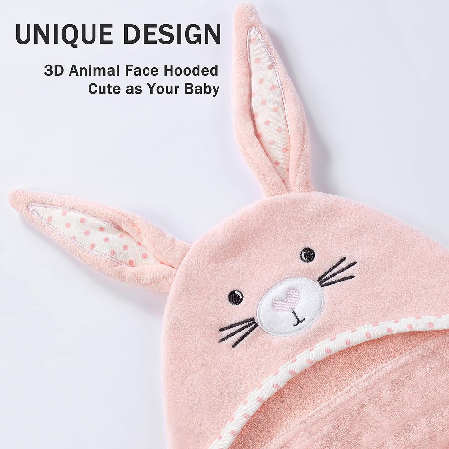 TBEZY Baby Hooded Towel - Ultra Soft Thick Cotton Bath Towel with Unique Bunny Design for Newborns